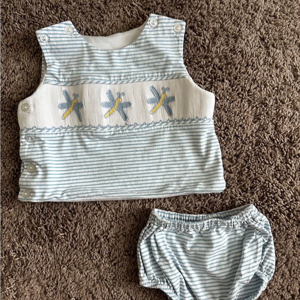 Lullaby Set Smocked Boy Outfit with bloomers